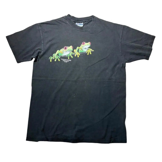 80s national wildlife federation カエル アニマルT Hane USA製 ブラック L a-u-2505-077