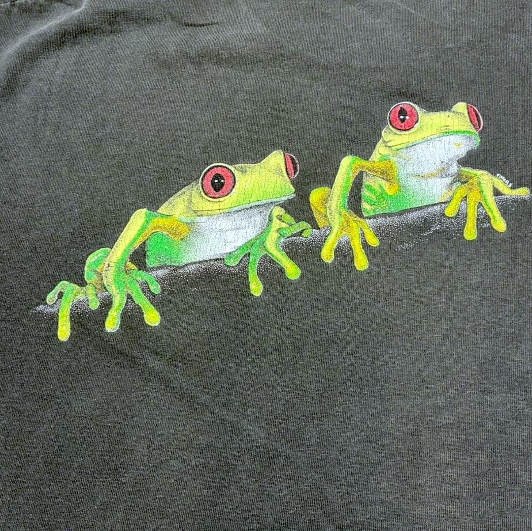 80s national wildlife federation カエル アニマルT Hane USA製 ブラック L a-u-2505-077