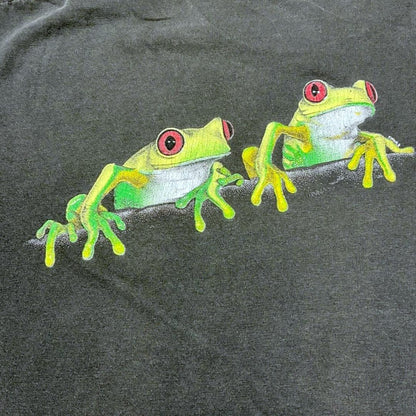 80s national wildlife federation カエル アニマルT Hane USA製 ブラック L a-u-2505-077