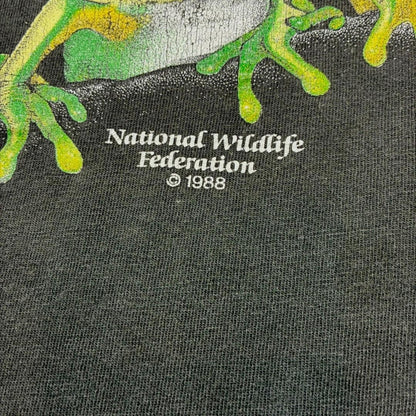 80s national wildlife federation カエル アニマルT Hane USA製 ブラック L a-u-2505-077