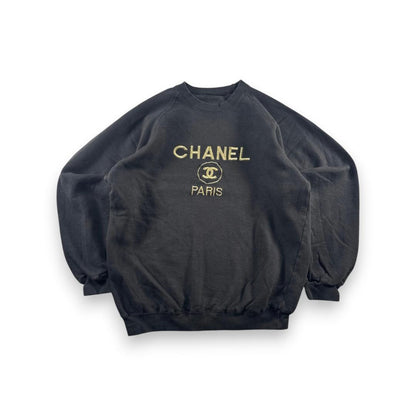 超 90s シャネル CHANEL スウェット トレーナー 黒 刺繍 sw-2603-010