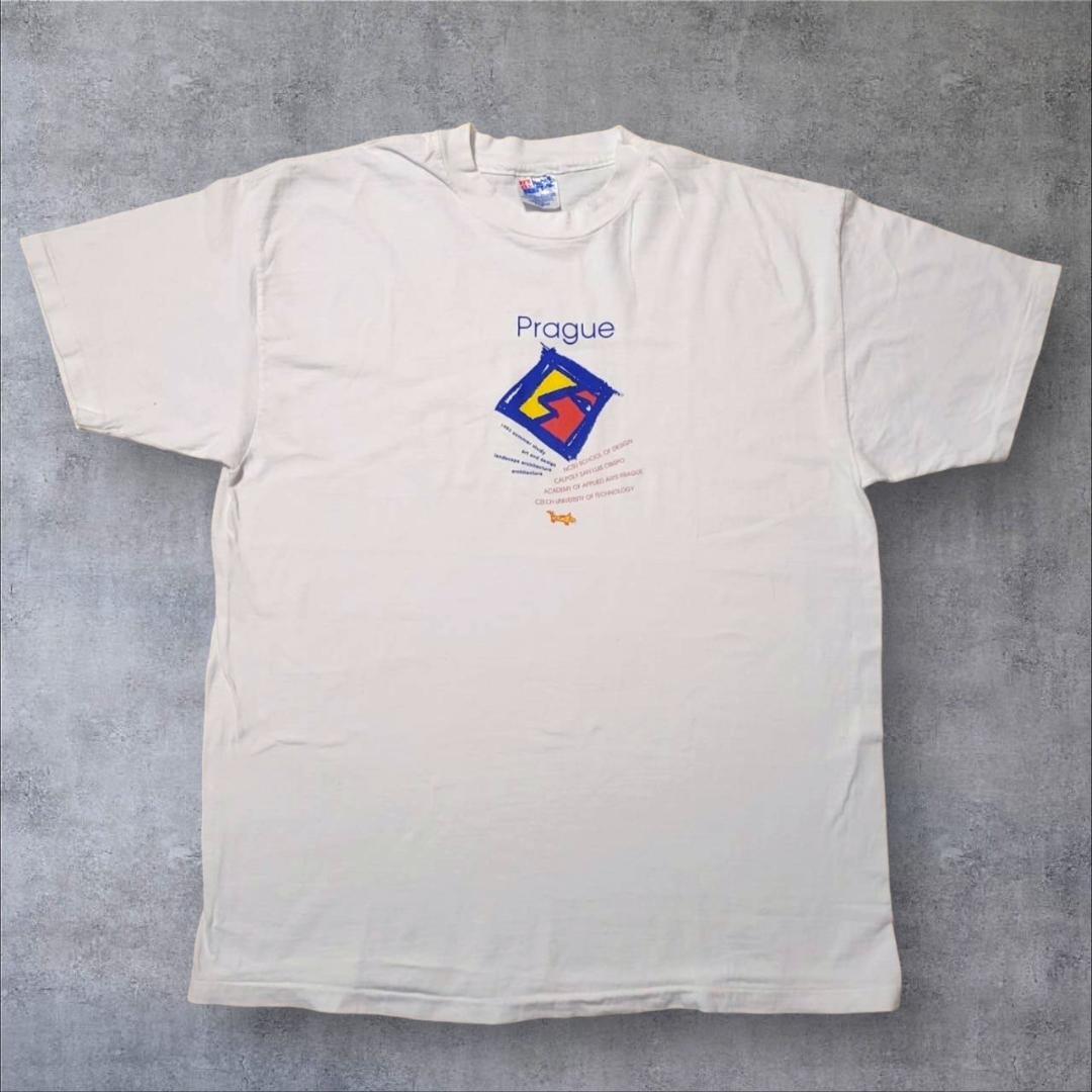 90s USA製 prague  アート 犬 デザイン Hanes XL a-000037