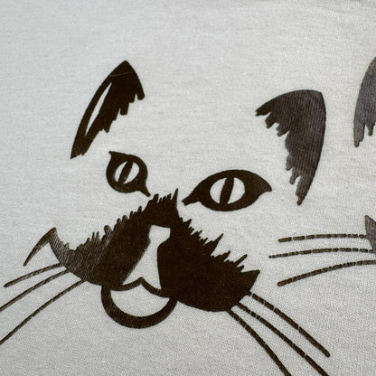 90s Tシャツ 猫 白 アートT USA製 a-u-2505-047