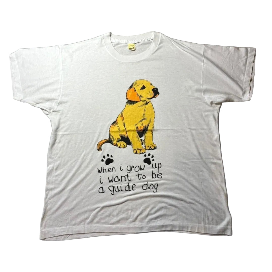 80s 90s 盲導犬  子犬 アニマルT アートT スクリーンスターズ ホワイト 2XL a-u-2505-075