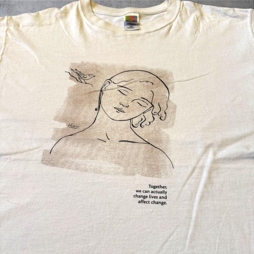 00s アートT 白 ベージュ グラフィック XL z-000015