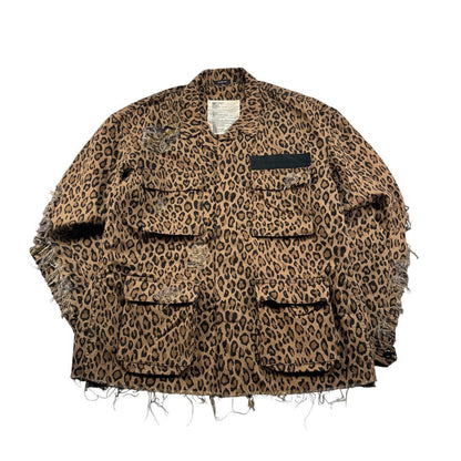 R13 レオパード ジャケット Shredded Leopard Abu 豹柄 ja-u-2505-044