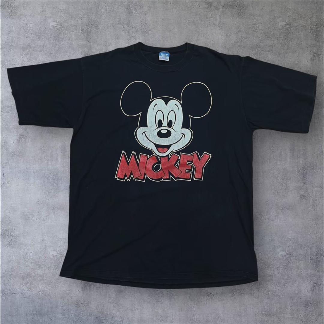 80s ディズニー ミッキーマウス USA製 青タグ 黒 d-000023
