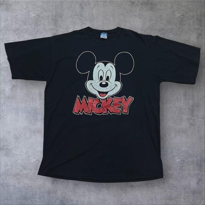 80s ディズニー ミッキーマウス USA製 青タグ 黒 d-000023