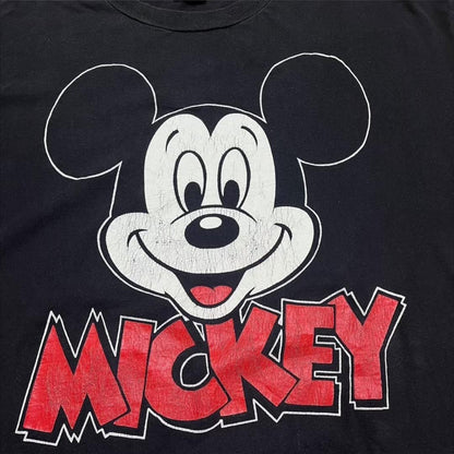 80s ディズニー ミッキーマウス USA製 青タグ 黒 d-000023