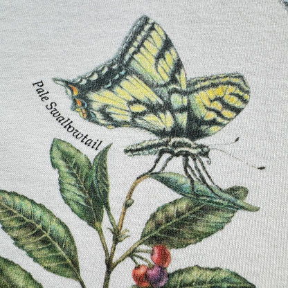 90s 花 蝶々 アートT Tシャツ 白 USA製 虫 L a-u-2505-064