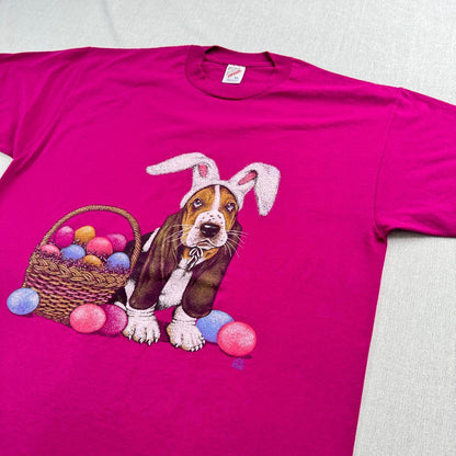 90s USA製 犬 パピー Tシャツ 赤 XL a-u-2505-063