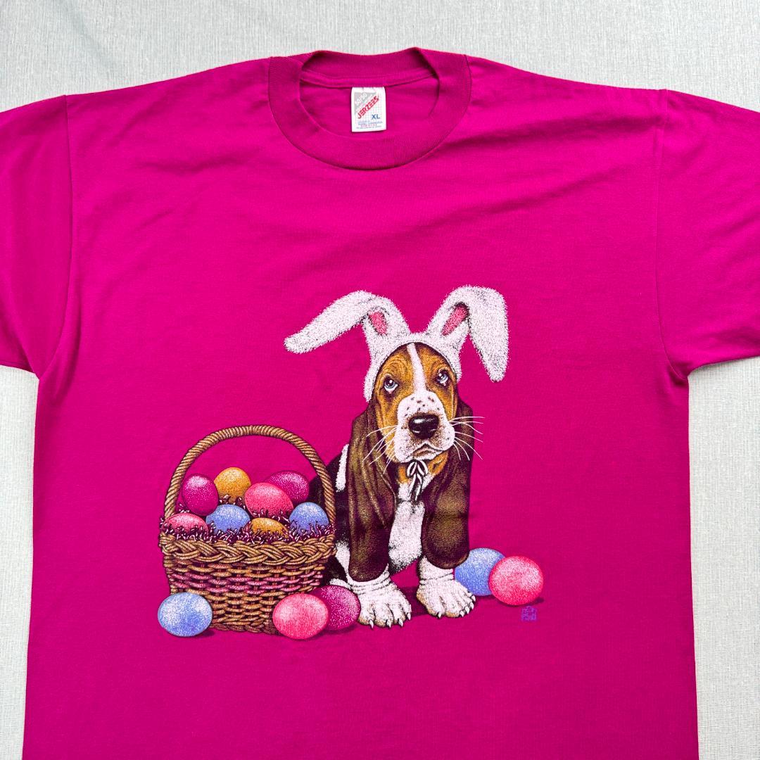 90s USA製 犬 パピー Tシャツ 赤 XL a-u-2505-063