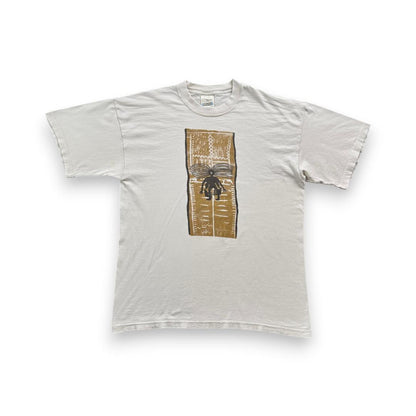 90s アートT Tシャツ 白 USA製 アフリカン Asafo L a-u-2505-065
