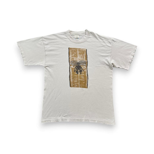 90s アートT Tシャツ 白 USA製 アフリカン Asafo L a-u-2505-065