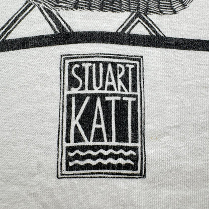 90s Tシャツ アートT 猫 Stuart Katt CAT 白 a-u-2505-082