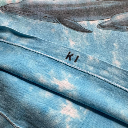 90s Tシャツ イルカ タイダイ Liquid Blue ブルー a-t-2505-007