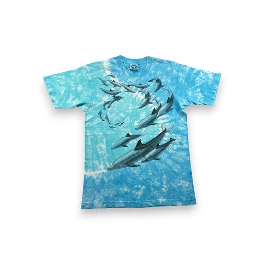 90s Tシャツ イルカ タイダイ Liquid Blue ブルー a-t-2505-007