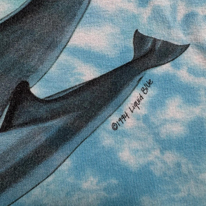 90s Tシャツ イルカ タイダイ Liquid Blue ブルー a-t-2505-007