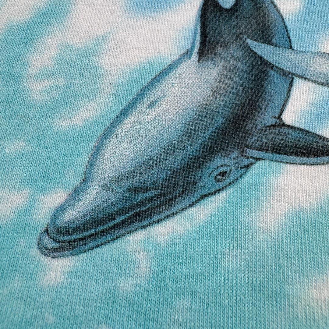 90s Tシャツ イルカ タイダイ Liquid Blue ブルー a-t-2505-007