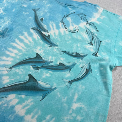 90s Tシャツ イルカ タイダイ Liquid Blue ブルー a-t-2505-007