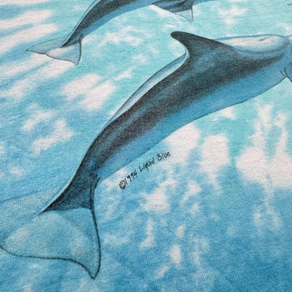 90s Tシャツ イルカ タイダイ Liquid Blue ブルー a-t-2505-007