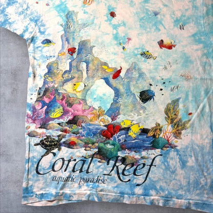 90s LIQUID BLUE Coral Reaf 魚 アートT タイダイ a-u-2505-091