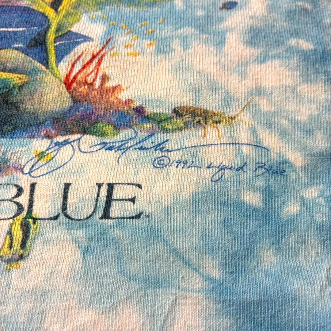 90s LIQUID BLUE Coral Reaf 魚 アートT タイダイ a-u-2505-091