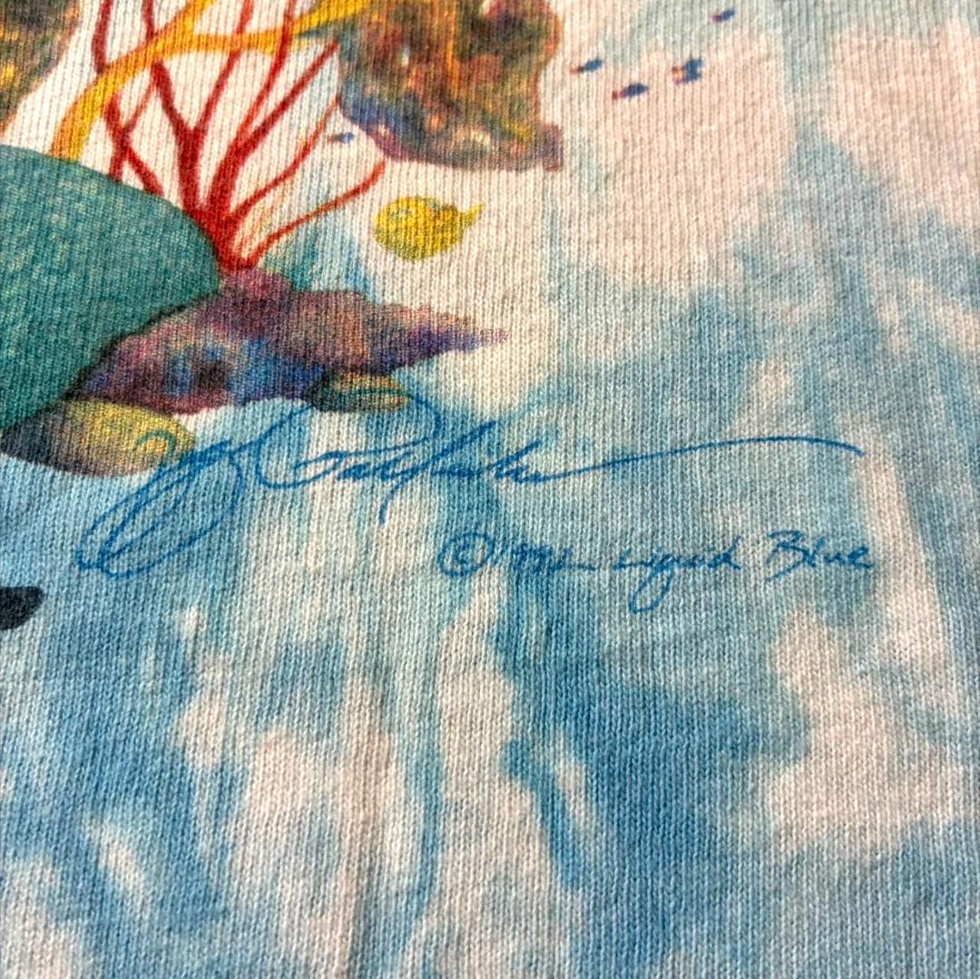 90s LIQUID BLUE Coral Reaf 魚 アートT タイダイ a-u-2505-091