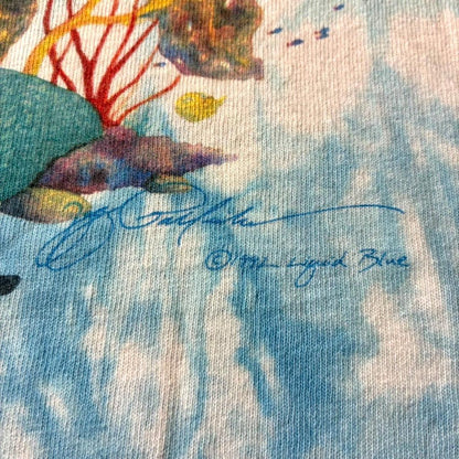 90s LIQUID BLUE Coral Reaf 魚 アートT タイダイ a-u-2505-091