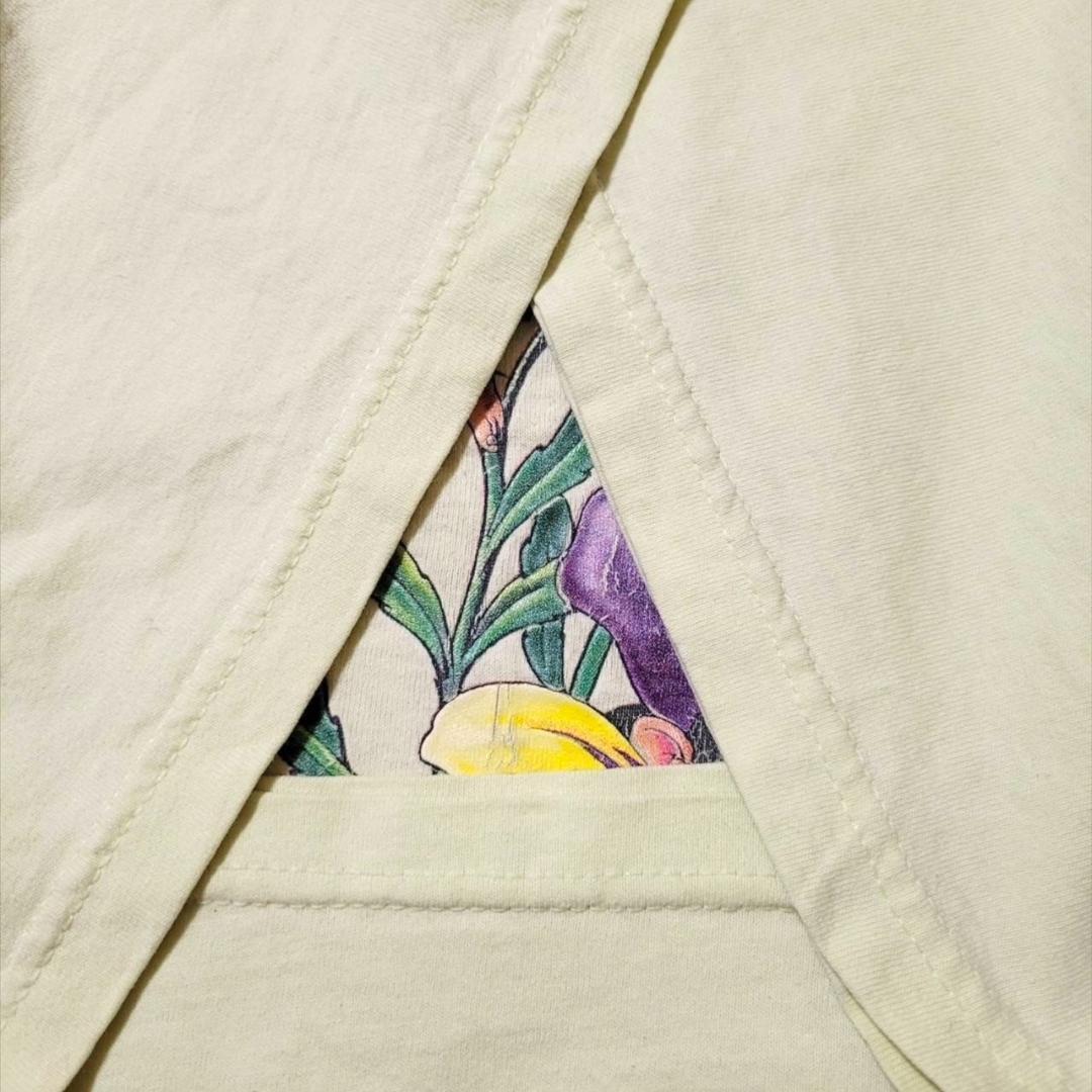 90s 00s Tシャツ アートT チンパンジー 花 猿 a-000046