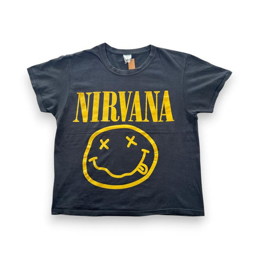 ニルヴァーナ nirvana Tシャツ ニコちゃん スマイル バンドT M 黒 ba-000025