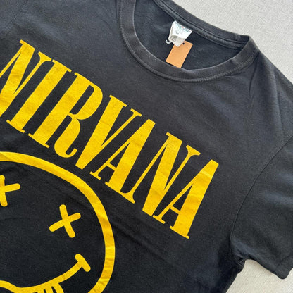 ニルヴァーナ nirvana Tシャツ ニコちゃん スマイル バンドT M 黒 ba-000025