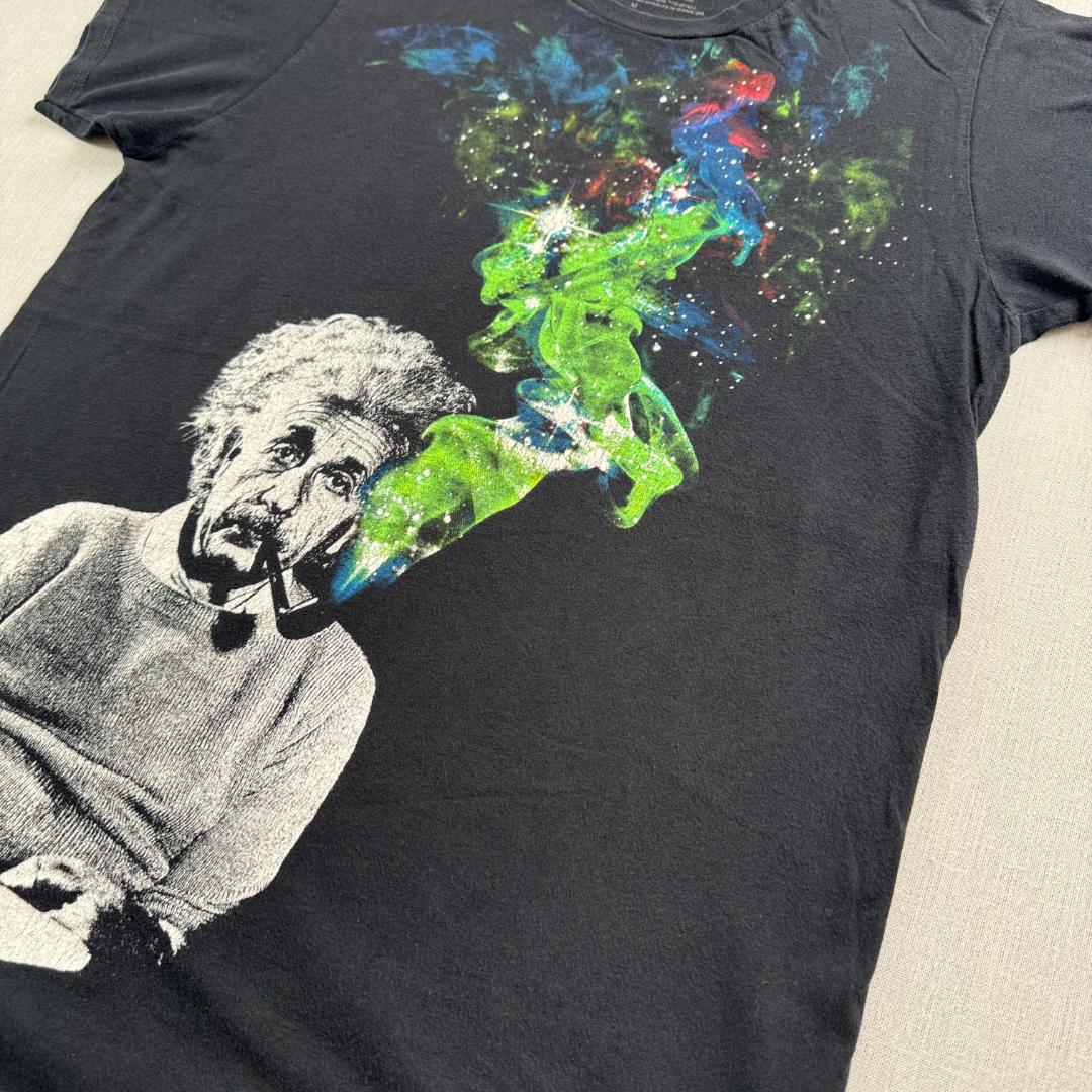00s アインシュタイン Tシャツ 黒 M 偉人 アート a-u-2505-010
