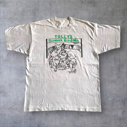 90s USA製 豚 運動会 イラスト アートT o-000019