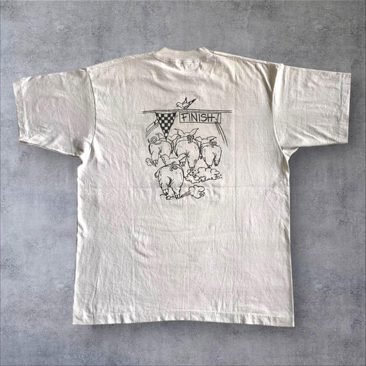 90s USA製 豚 運動会 イラスト アートT o-000019