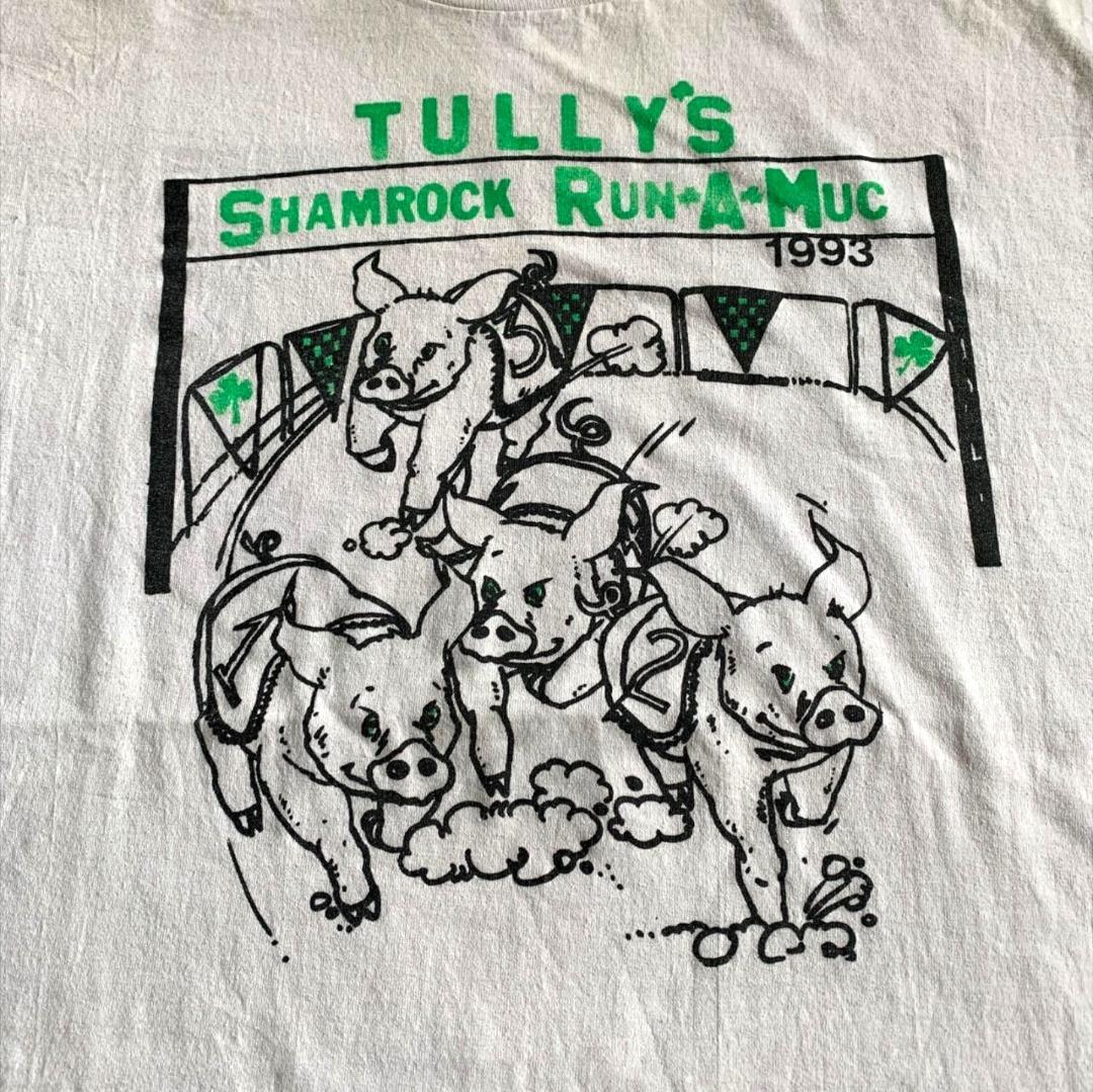 90s USA製 豚 運動会 イラスト アートT o-000019