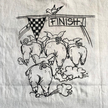 90s USA製 豚 運動会 イラスト アートT o-000019