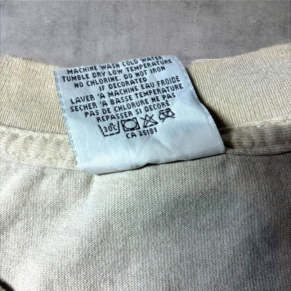 90s 手話 The american sign alphabet アートT ギルダン カナダ製 ベージュ XL a-u-2505-072