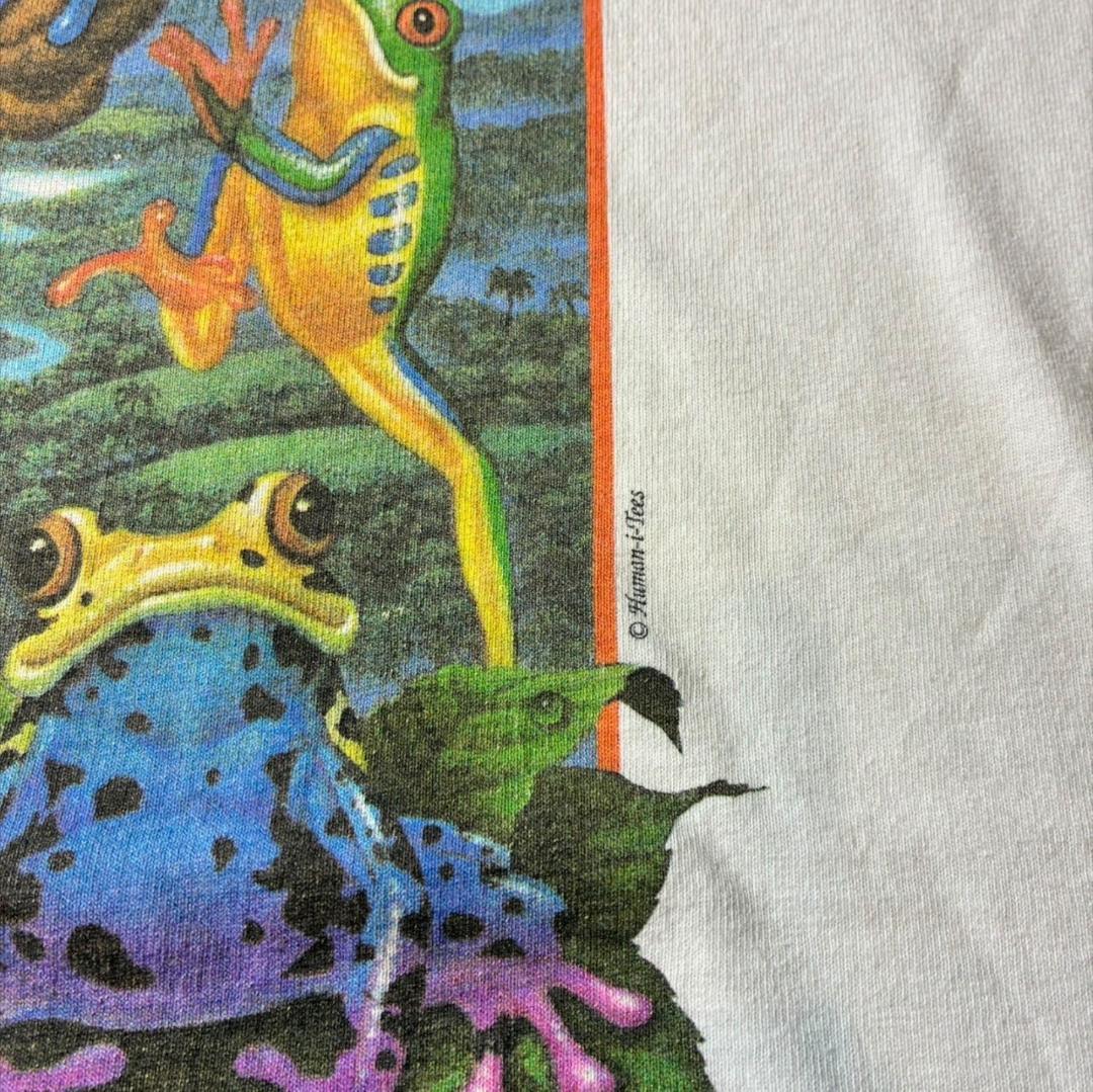 90s human i tee カエル アニマルT USA製 ホワイト 2XL a-u-2505-071