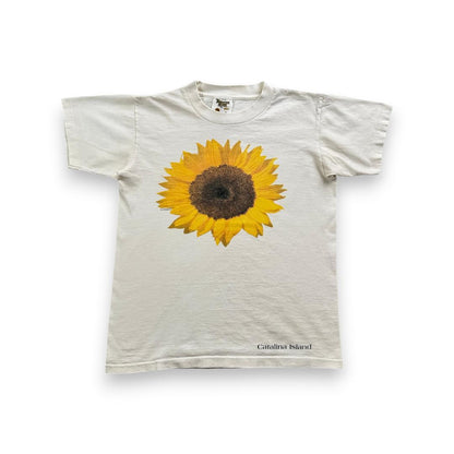 90s STUDIO Q USA製 ヒマワリ Tシャツ アートT 白 a-u-2505-080