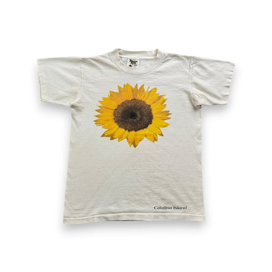 90s STUDIO Q USA製 ヒマワリ Tシャツ アートT 白 a-u-2505-080