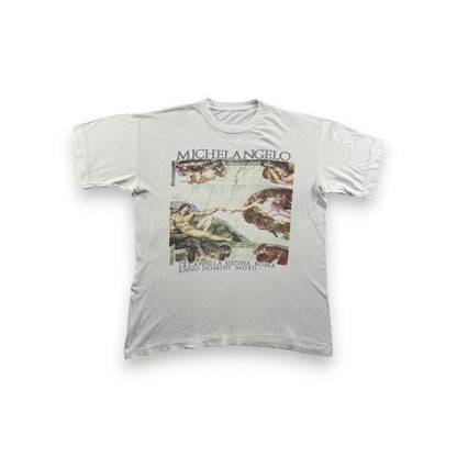80s90s ミケランジェロ 白 アート Tシャツ シングルステッチ a-t-2505-005