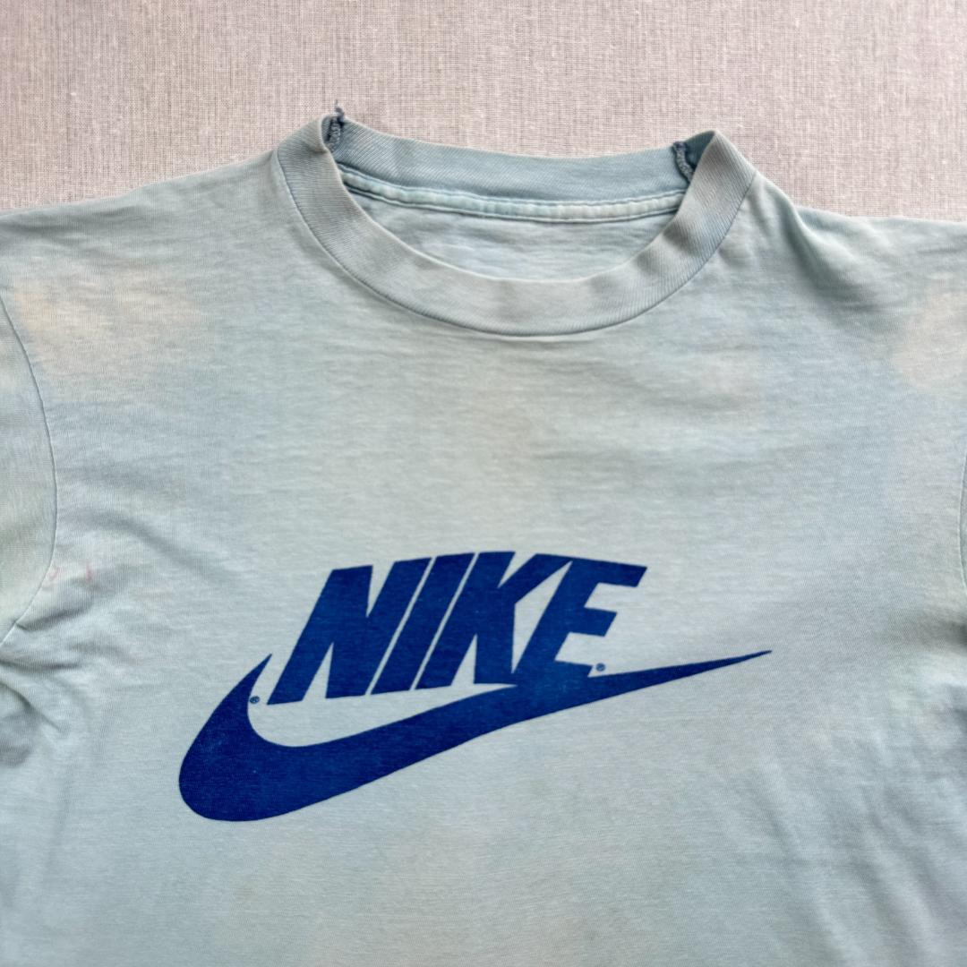 70s 80s ナイキ NIKE スウォッシュロゴ 水色 Tシャツ br-u-2505-012