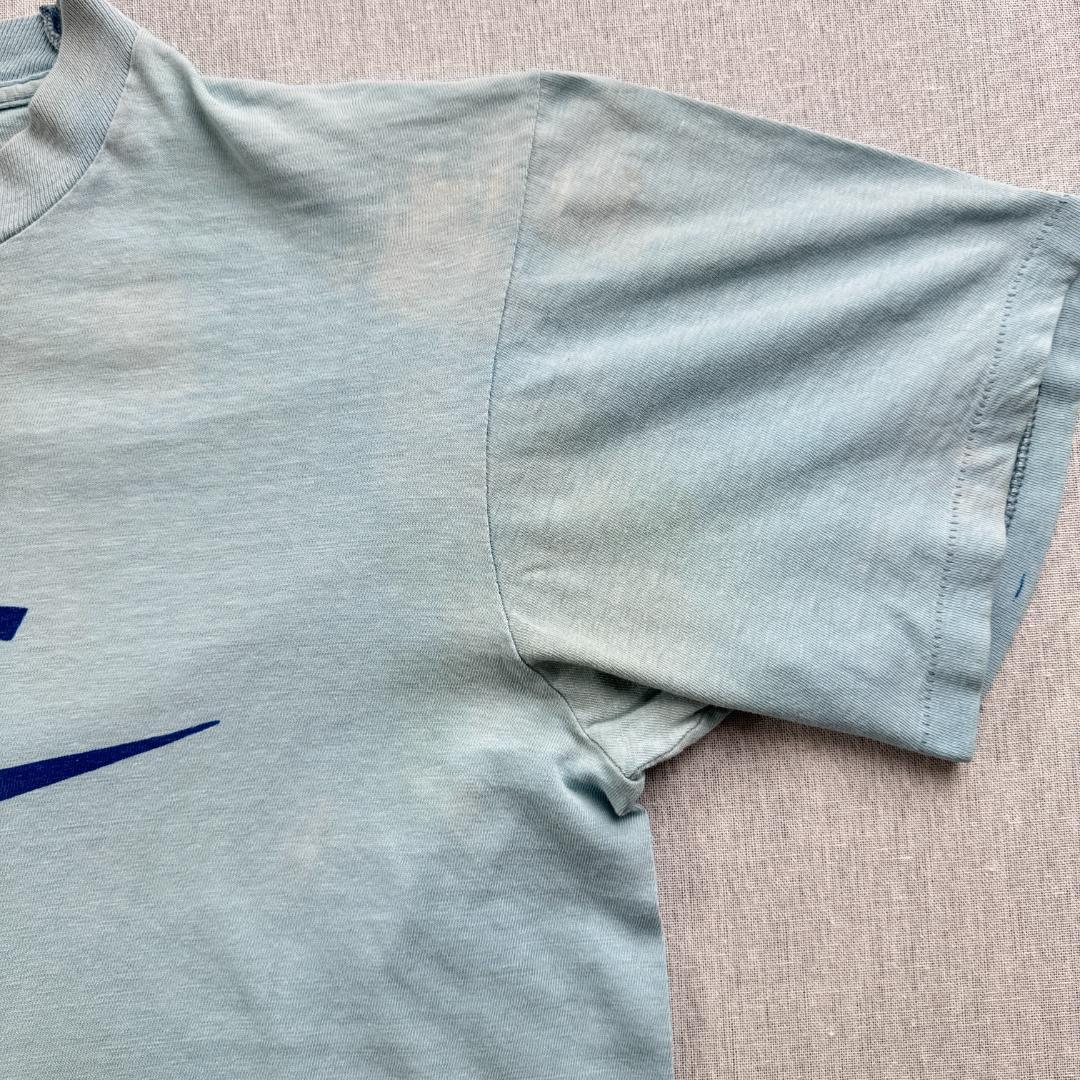 70s 80s ナイキ NIKE スウォッシュロゴ 水色 Tシャツ br-u-2505-012