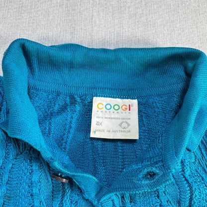 90s COOGI クージー 3D ニット ポロシャツ 編み込み 4X sh-2603-004