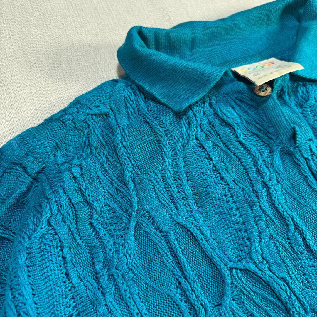 90s COOGI クージー 3D ニット ポロシャツ 編み込み 4X sh-2603-004