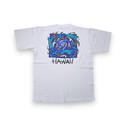 90s ハワイ スーベニア USA製 Tシャツ アートT サーフ イルカ XL a-000017