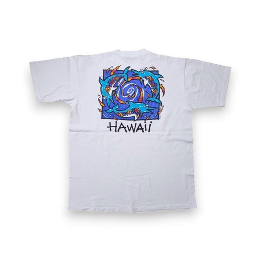 90s ハワイ スーベニア USA製 Tシャツ アートT サーフ イルカ XL a-000017
