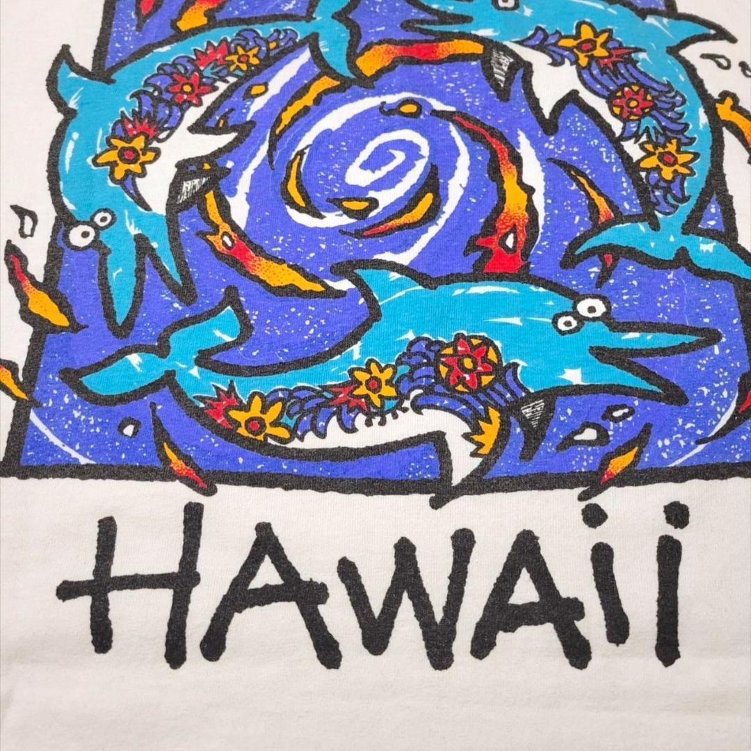 90s ハワイ スーベニア USA製 Tシャツ アートT サーフ イルカ XL a-000017