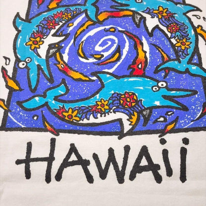 90s ハワイ スーベニア USA製 Tシャツ アートT サーフ イルカ XL a-000017